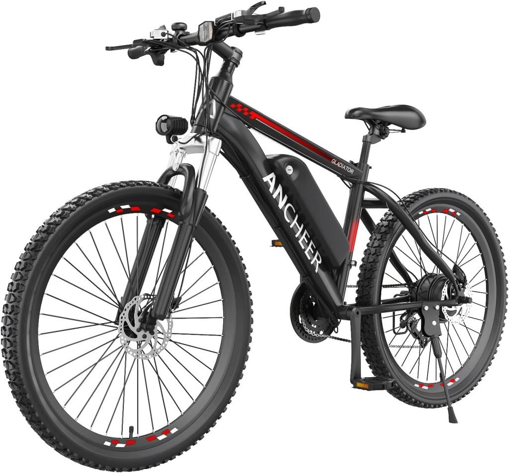 ANCHEER 500W 26 Electric Bike for Adults, 48V 10.4Ah Battery, 60 Miles, 3H Fast Charge, Electric Mountain Bike, 2.1 eMTB Tire, 21 Speed, 20MPH Adults Electric Bicycle