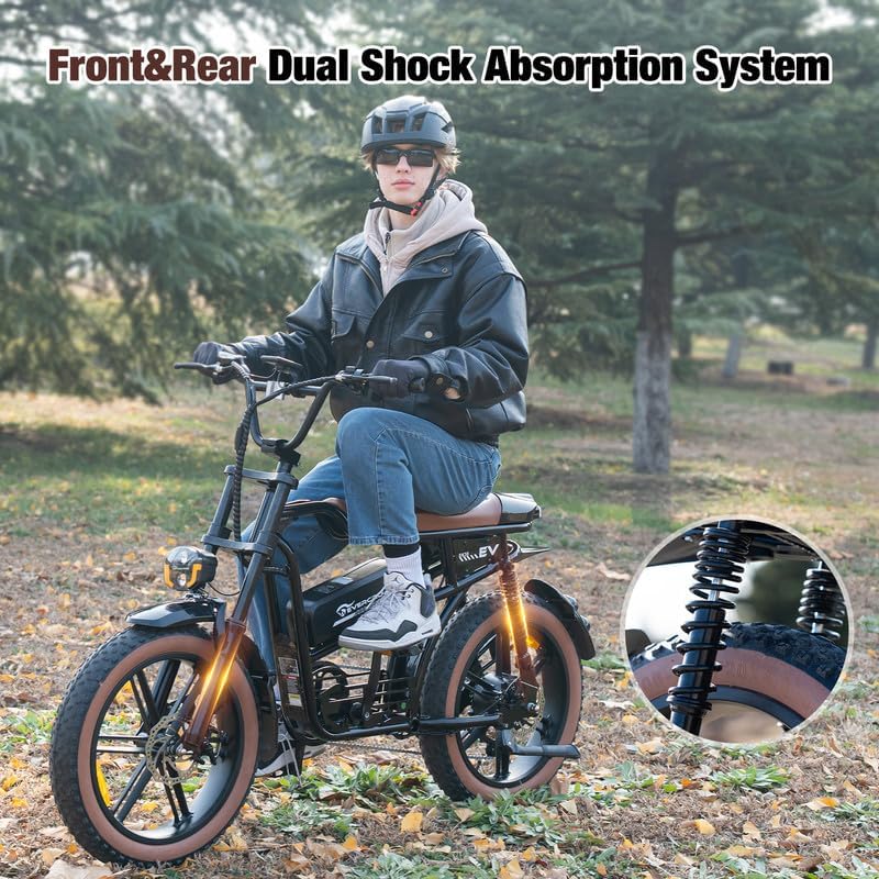 EK30 1000W Electric Bike for Adults, 20 x 4.0 Fat Tire Electric Bicycle, Up to 30MPH  60 Miles, 48V 15AH Removable Battery Ebike, 7-Speed, Mountain Snow Electric Dirt Bike