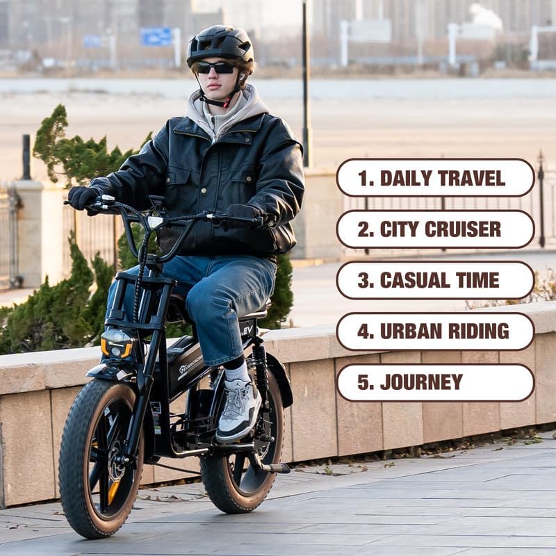 EK30 1000W Electric Bike for Adults, 20 x 4.0 Fat Tire Electric Bicycle, Up to 30MPH  60 Miles, 48V 15AH Removable Battery Ebike, 7-Speed, Mountain Snow Electric Dirt Bike