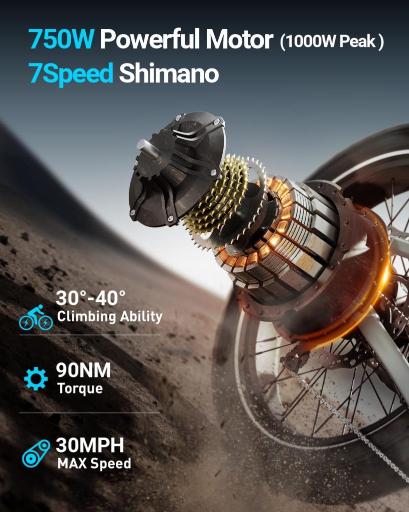 Electric Bike for Adults 1000W, 48V 20AH Samsung Cells Battery Adult Electric Bicycles, 26 Fat Tire Full Suspension Ebike, 30MPH Mountain Beach E Bike, 7 Speed, 80Miles Range, UL Certified