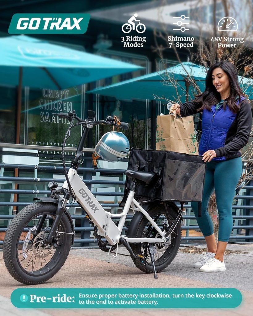 Gotrax 20 Folding Electric Bike with 55 Miles (Pedal-assist1) by 48V Battery, 20Mph Power by 500W, LCD Display and 5 Pedal-Assist Levels, Shimano 7-SpeedFront Suspension for Off-Road Bicycle Gotrax 20 Folding Electric Bike with 55 Miles (Pedal-assist1) by 48V Battery, 20Mph Power by 500W, LCD Display and 5 Pedal-Assist Levels, Shimano 7-SpeedFront Suspension for Off-Road Bicycle