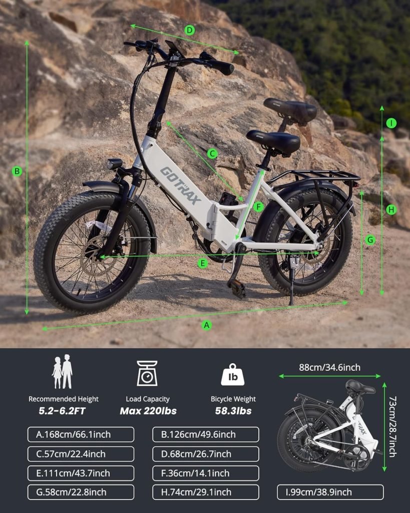 Gotrax 20 Folding Electric Bike with 55 Miles (Pedal-assist1) by 48V Battery, 20Mph Power by 500W, LCD Display and 5 Pedal-Assist Levels, Shimano 7-SpeedFront Suspension for Off-Road Bicycle Gotrax 20 Folding Electric Bike with 55 Miles (Pedal-assist1) by 48V Battery, 20Mph Power by 500W, LCD Display and 5 Pedal-Assist Levels, Shimano 7-SpeedFront Suspension for Off-Road Bicycle
