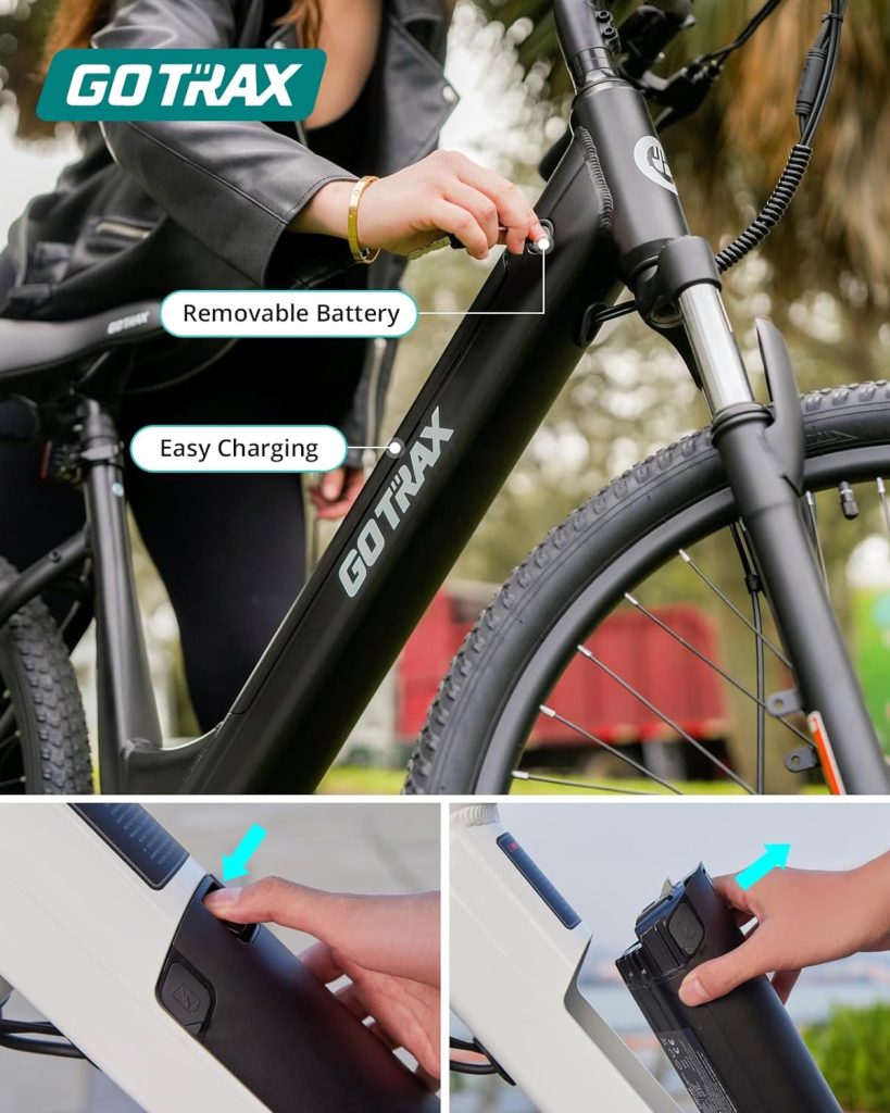 Gotrax 26 Electric Bike, Max Range 30Miles(Pedal-assist1)  15.5/20Mph Power by 250/350W, 3 Riding Modes  Adjustable Seat, 7-Speed  Front Shock Absorber, Commuter Electric Bicycle for Adults