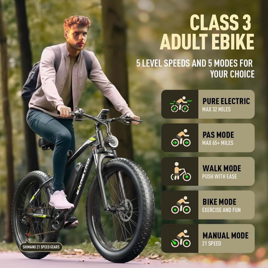 E Bikes for Adults Electric, 750W Peak 1000W 34MPH Fat Tire Electric Bike for Adults, 48V 17.5AH/15AH 840WH/720WH Battery, 70 Miles Ebike with 21-Speed Gears, ON/Off Road Electric Bicycle UL Certified