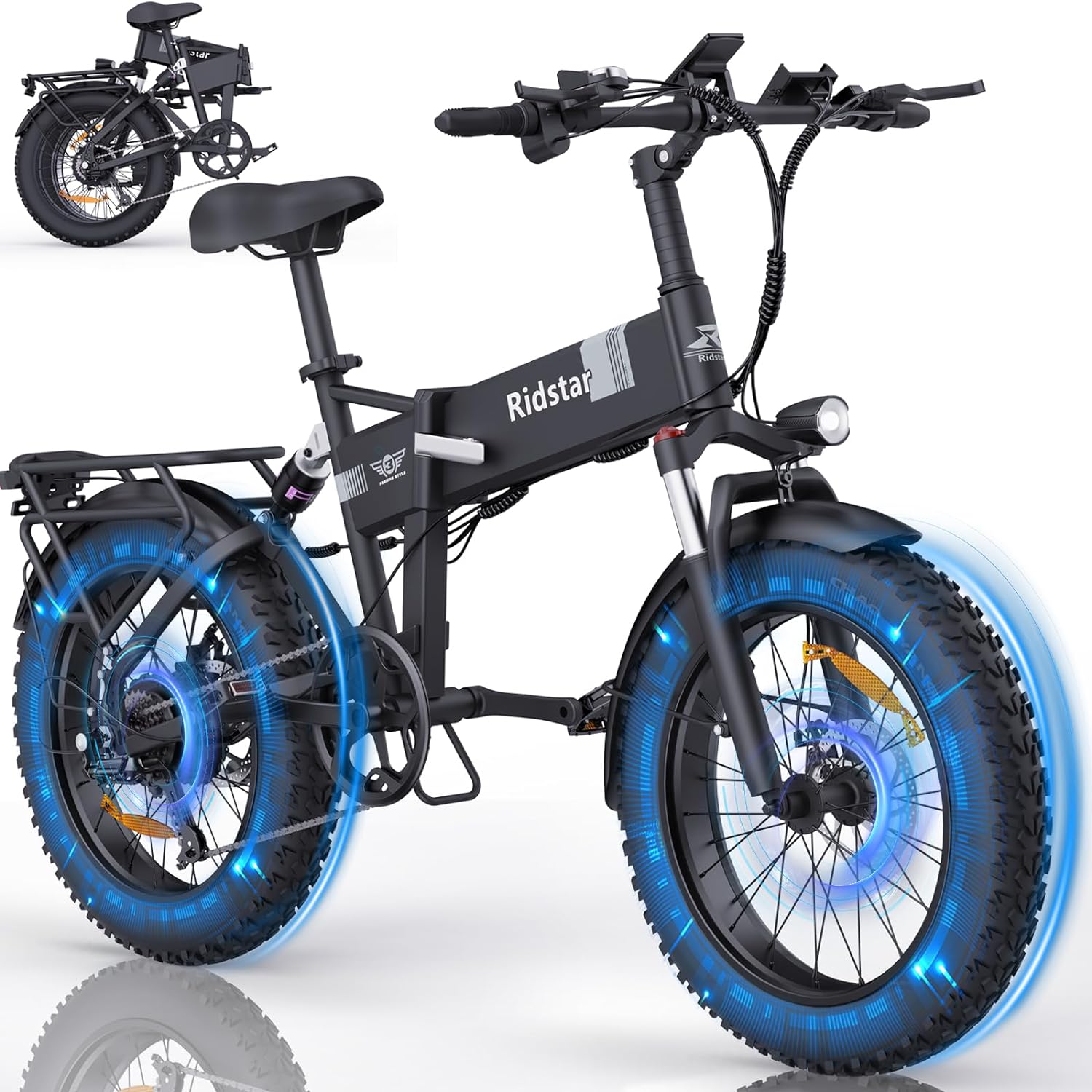 1000/1200/1500/2000W Electric Bike for Adults, 28/35MPH Foldable Ebike, 20/26 X 4.0 Fat Tire Beach Mountain Bikes 48V 20/15AH BMS Battery Adult Electric Bicycles 21-Speed