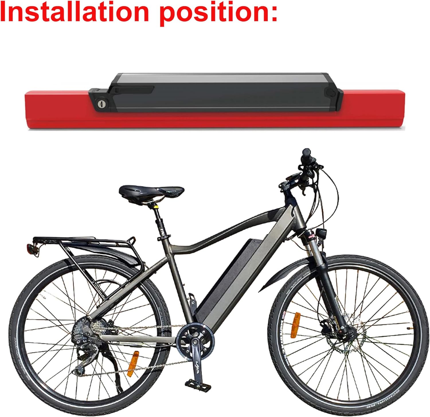 36V 17.5Ah 630Wh Reention Dorado pro case Ebike Battery Side Open Electric Bike Lithium Ion Batteries wih USB Port Replacement for EUNORAU UHVO/Torque Bike Length 460mm