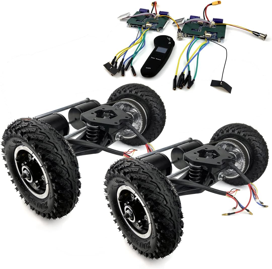 4WD Electric Mountain Skateboard Conversion Kit 4 Wheels Drive Off-Road Skateboard with LCD Display Remote