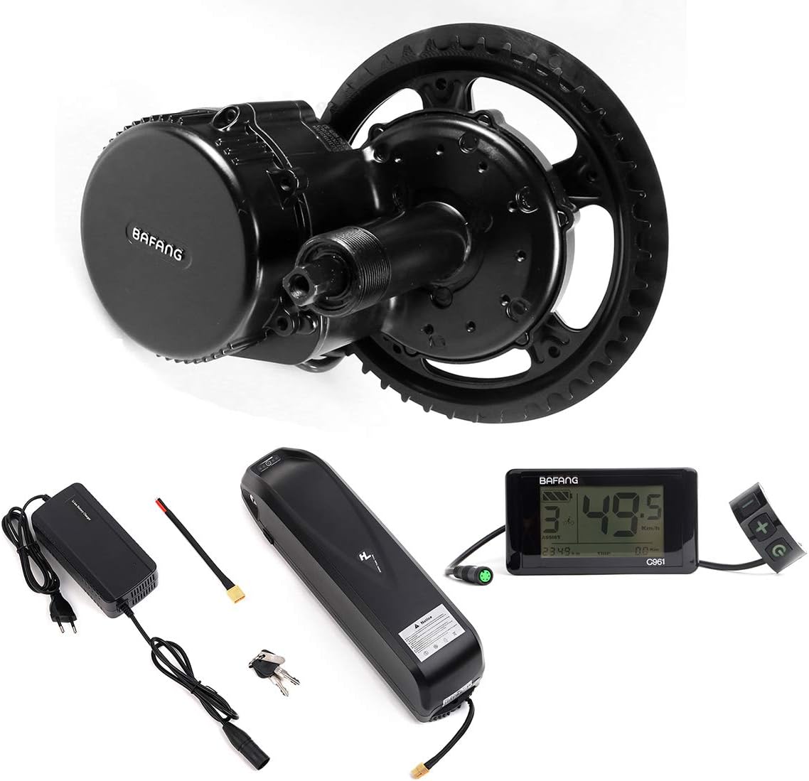 BAFANG 48V 750W Mid Drive Electric Bike Conversion Kit with HMI Display BBS02B 8FUN Mid Motor for Bike Kit with 48V Ebike Battery
