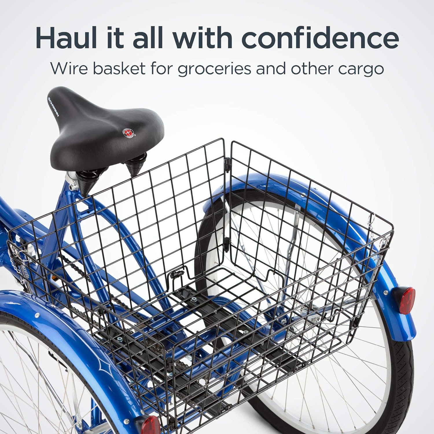 Schwinn Meridian Adult Tricycle Bike, Three Wheel Beach Cruiser, 24  26-Inch Wheels, Low Step-Through Aluminum Frame, Adjustable Handlebars, Large Cruiser Seat, Rear Folding Basket