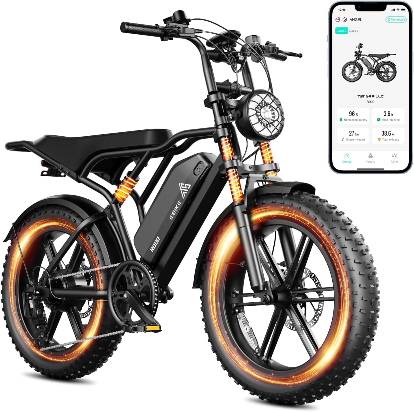 TST Electric Bike for Adults 1500W Peak 20 Fat Tire All-Terrain E-Bike 60/110 Miles 28MPH Electric Dirt Bike for Road Sand Mountain Snow - 48V 15/25AH Battery Powered Electric Motorcycle