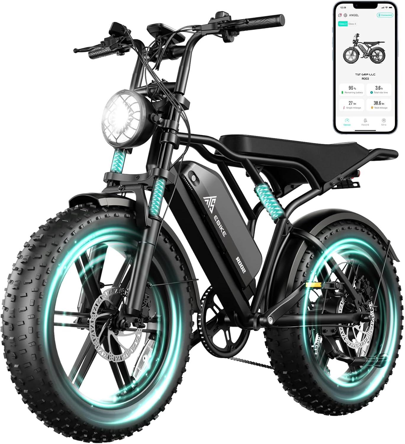 TST Electric Bike for Adults 1500W Peak 20 Fat Tire All-Terrain E-Bike 60/110 Miles 28MPH Electric Dirt Bike for Road Sand Mountain Snow - 48V 15/25AH Battery Powered Electric Motorcycle