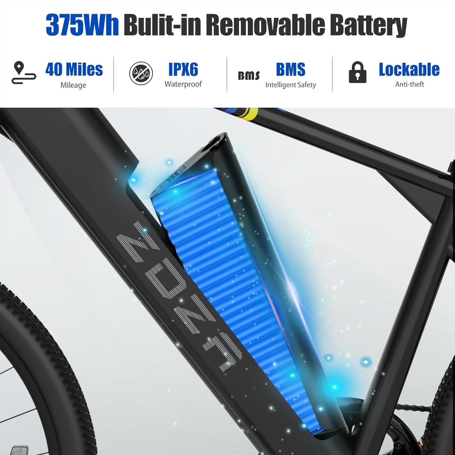 Electric Bike, 1000W Peak Motor, 26” Electric Mountain Bike, 375Wh Removable Battery, 40 Miles Range  20 Mph Step-Over Ebike for Adults, Electric Bicycle for Commute, 7 Speed