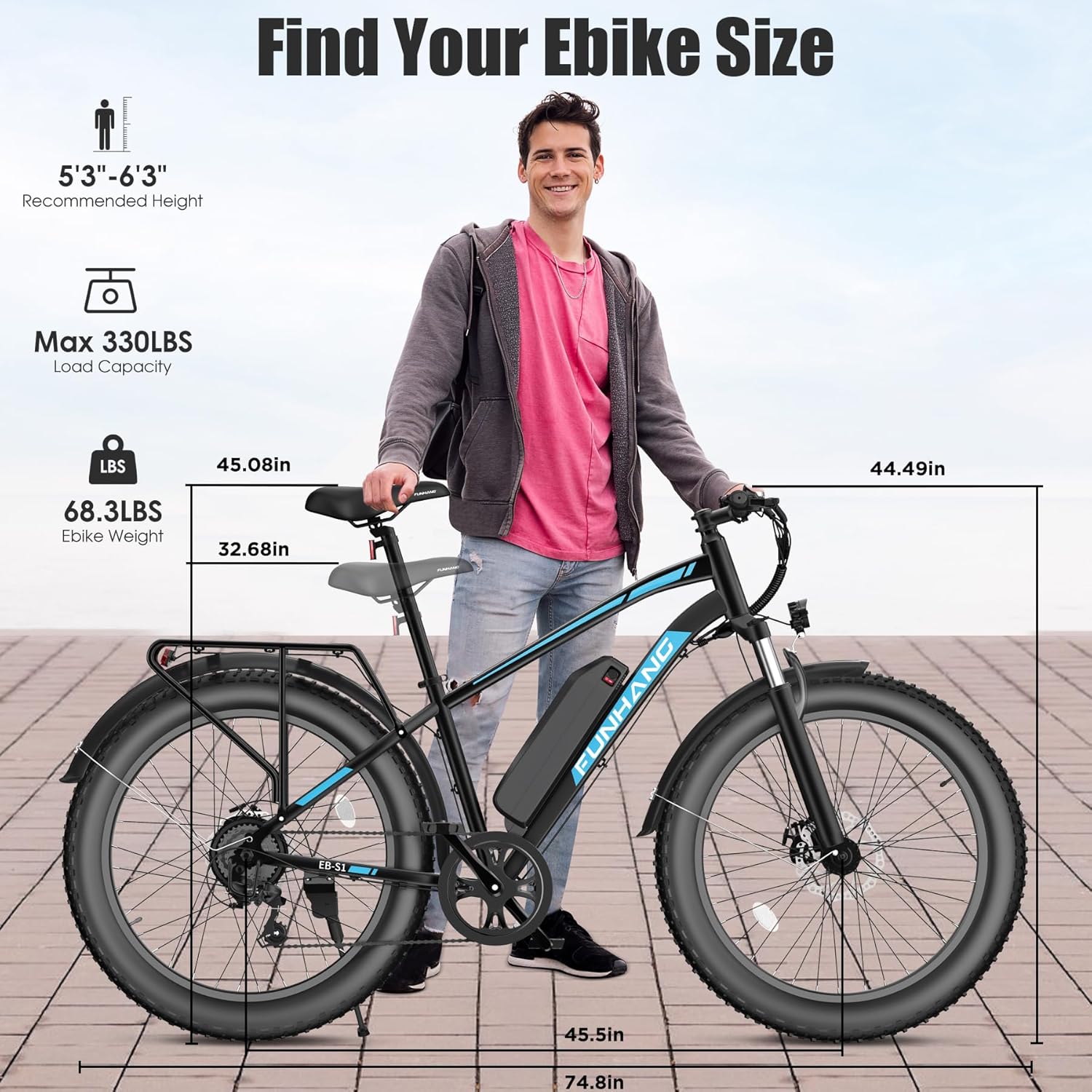 Electric Bike for Adults, Peak 1000W Ebike, 25MPH 60Miles Electric Mountain Bike, 26 Fat Tire Electric Bicycle with 48V 13AH Battery, Rear Rack, Front Suspension, 7 Speed, UL 2849 Certified Electric Bike for Adults, Peak 1000W Ebike, 25MPH 60Miles Electric Mountain Bike, 26 Fat Tire Electric Bicycle with 48V 13AH Battery, Rear Rack, Front Suspension, 7 Speed, UL 2849 Certified