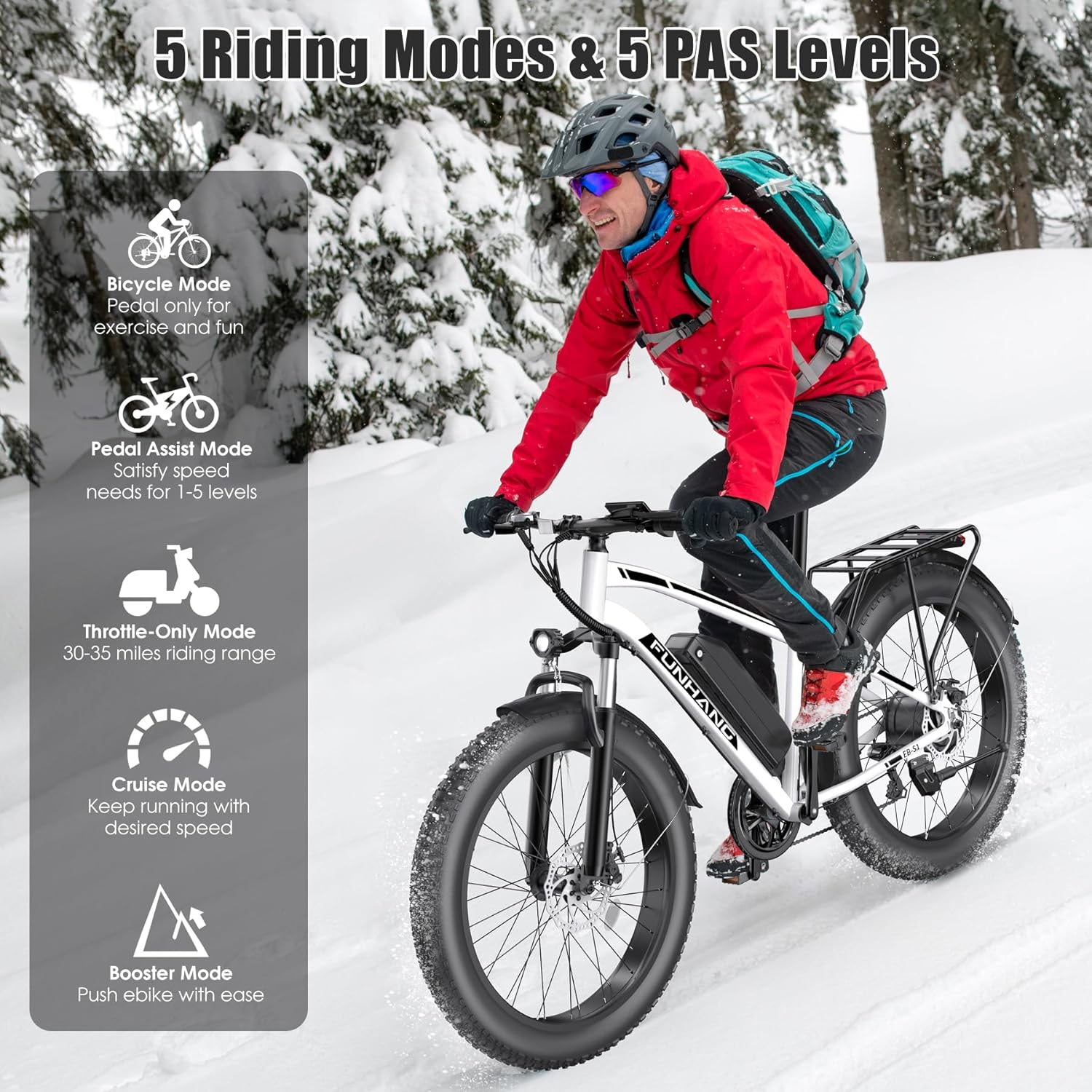 Electric Bike for Adults, Peak 1000W Ebike, 25MPH 60Miles Electric Mountain Bike, 26 Fat Tire Electric Bicycle with 48V 13AH Battery, Rear Rack, Front Suspension, 7 Speed, UL 2849 Certified Electric Bike for Adults, Peak 1000W Ebike, 25MPH 60Miles Electric Mountain Bike, 26 Fat Tire Electric Bicycle with 48V 13AH Battery, Rear Rack, Front Suspension, 7 Speed, UL 2849 Certified