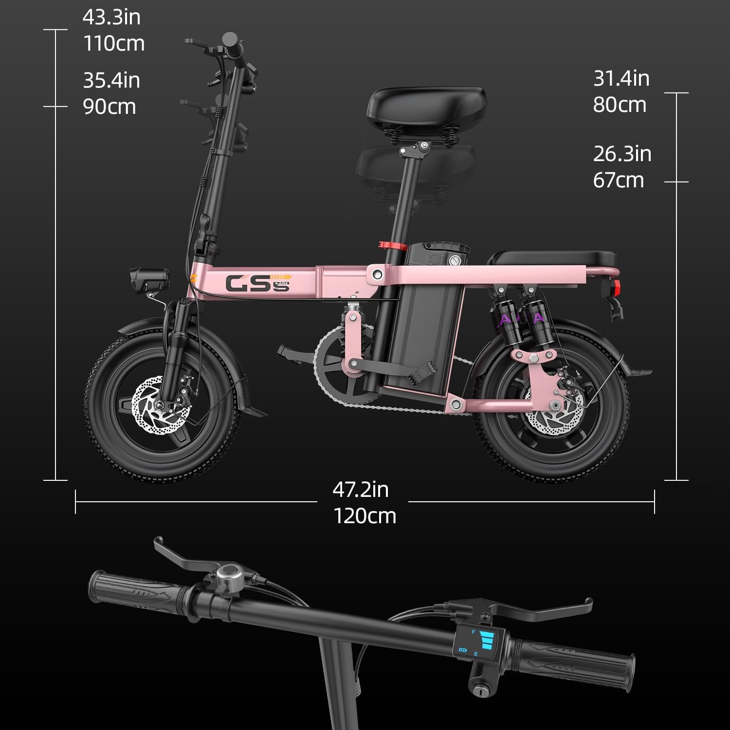 Heavy-Duty Foldable Electric Bike for Adults with 7-Shock Suspension, 500+ lbs Capacity, 740W Motor, 25MPH, 720Wh Battery, 30-Mile Range, 14“ Fat Tires Commuter Electric Bicycles, UL 2849 Certified