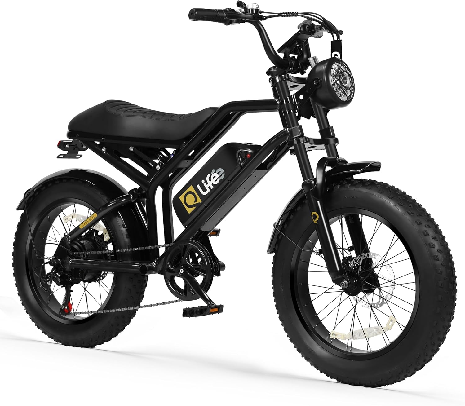 Qlife Electric Bike for Adults-1500W Peak Motor 20 Fat Tires 28MPH(Unlock to 35MPH) EBike Moped, 624-1248Wh Removable Battery Bicycle, with Dual Suspension  Brakes Motorcycle, 7-Speed,Spark