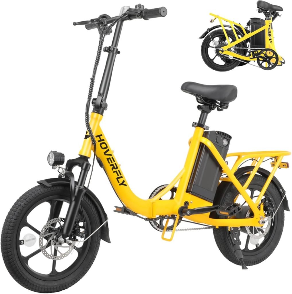 HOVERFLY H3 16 Electric Bike, Max 28Miles Range(Pedal-Assist) Folding E-Bike with Removable Battery, Front Suspension and Commuter Electric Bicycle Adults
