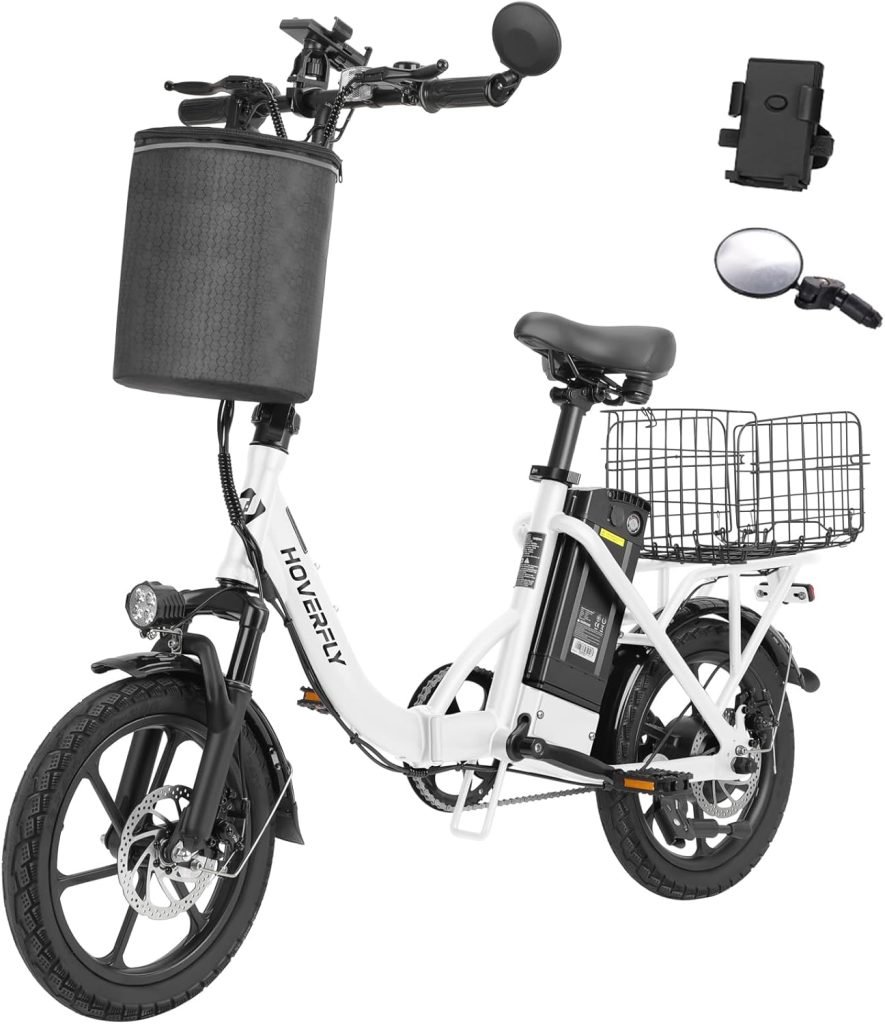 HOVERFLY H3 16 Electric Bike, Max 28Miles Range(Pedal-Assist) Folding E-Bike with Removable Battery, Front Suspension and Commuter Electric Bicycle Adults