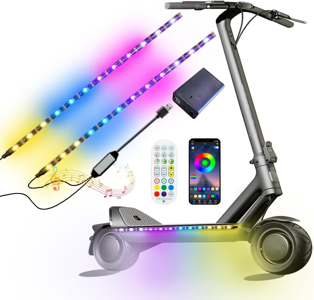2 Strip Electric LED Bicycle Scooter Lights Night Cycling Colorful Lamp Waterproof Safety Skateboard Scooter Lights