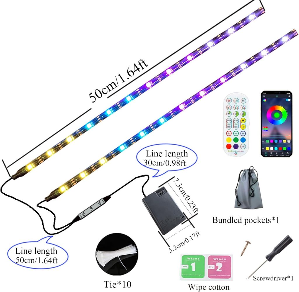 2 Strip Electric LED Bicycle Scooter Lights Night Cycling Colorful Lamp Waterproof Safety Skateboard Scooter Lights