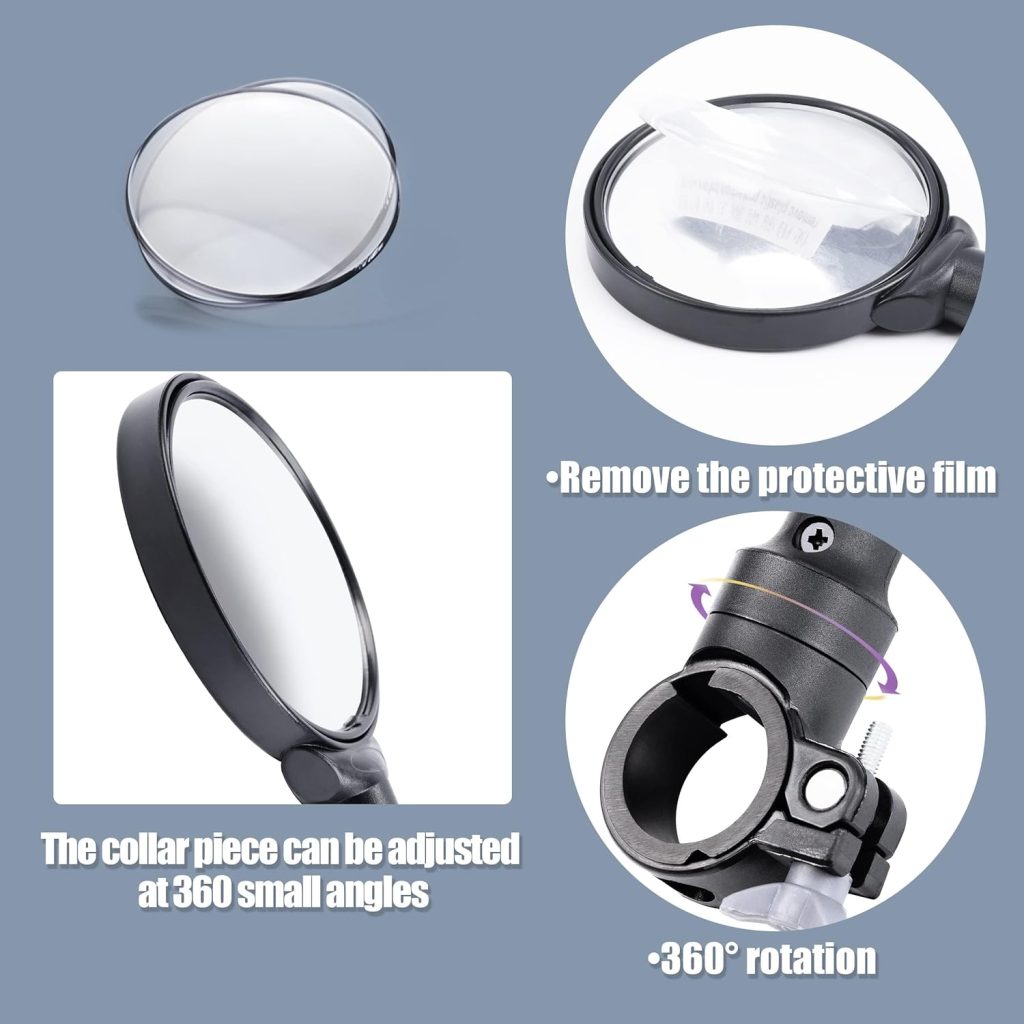 Bike Mirror, Adjustable Handlebar Rear View Mirrors For Mountain Road Bike Bicycle Electric Motorcycle (Black-2PC)