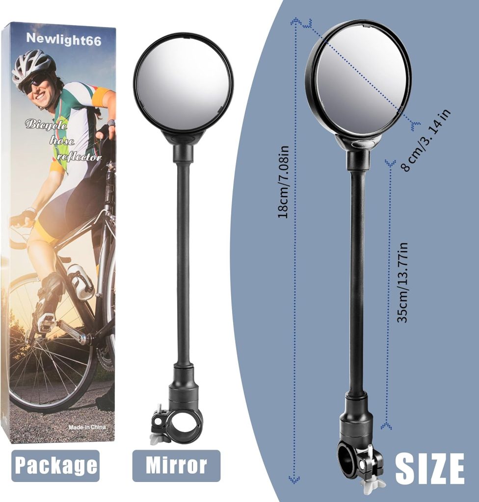 Bike Mirror, Adjustable Handlebar Rear View Mirrors For Mountain Road Bike Bicycle Electric Motorcycle (Black-2PC)