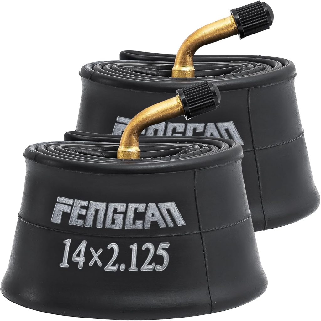 2 Pcs 14x2.125 E-Bike Tubes with Angled Schrader Valve Stem 14 x 2.125 Electric Bicycle Tubes Compatible with 14 x 2.125 E-Bike Bicycle Tires, Electric Scooters