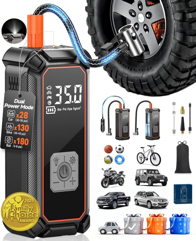 OlarHike Tire Inflator Portable Air Compressor, 9000mAh Battery Powered, 150PSI Dual Mode, Auto Air Pump for Car Tires, Motorcycle, Bicycle, Electric Pump with LED Light Digital Pressure Gauge OlarHike Tire Inflator Portable Air Compressor, 9000mAh Battery Powered, 150PSI Dual Mode, Auto Air Pump for Car Tires, Motorcycle, Bicycle, Electric Pump with LED Light Digital Pressure Gauge