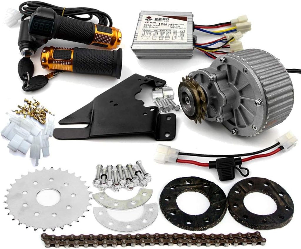 450 W Electric Bicycle Left Drive Conversion Installation kit can fit Most of The Usual Bicycle use Spoke Chain Wheel Chain Drive for City Bicycles
