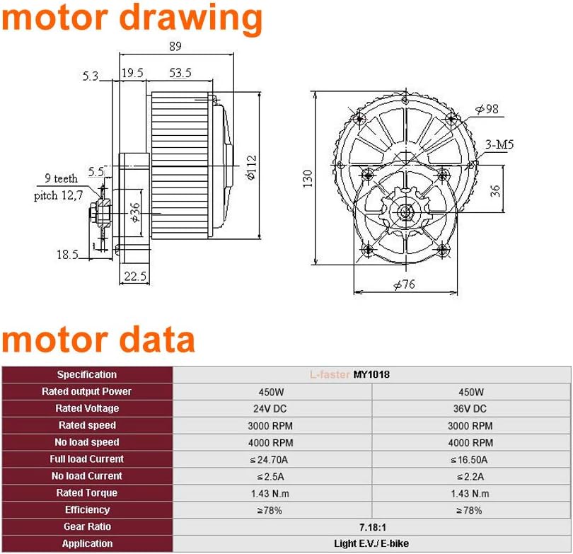 450 W Electric Bicycle Left Drive Conversion Installation kit can fit Most of The Usual Bicycle use Spoke Chain Wheel Chain Drive for City Bicycles