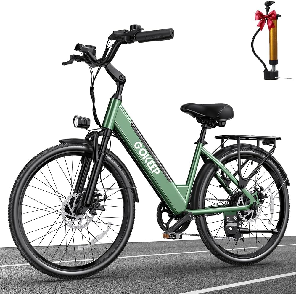 Peak 1000W Electric Bike for Adults, Miles PAS Range, 48V 10.4Ah Removable Battery E Bikes, Fat Tire Electric Bicycles, MPH 7-Speed Commuter Ebike, UL2849 Certified, Max 330LBS, Green