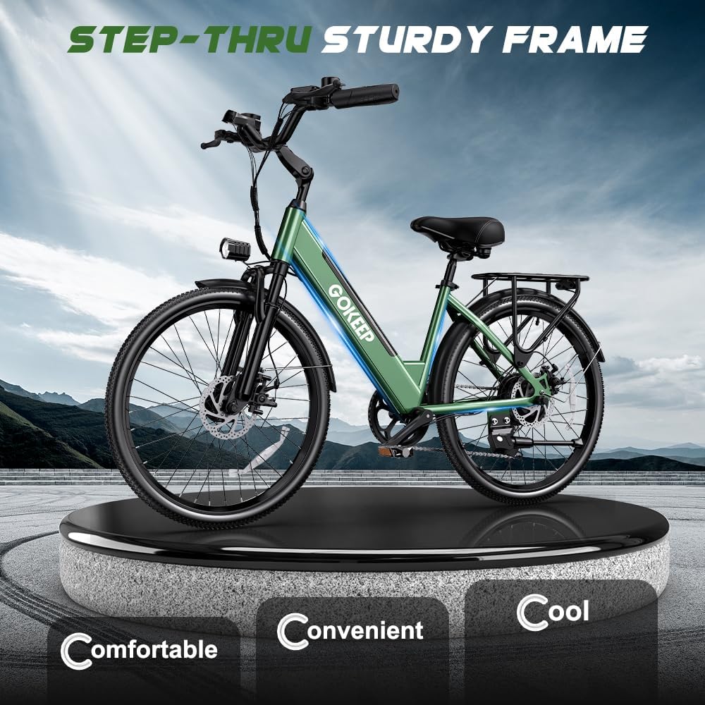 Peak 1000W Electric Bike for Adults, 75 Miles PAS Range, 48V 10.4Ah Removable Battery E Bikes, 26″ Fat Tire Electric Bicycles, 28 MPH 7-Speed Commuter Ebike, UL2849 Certified, Max 330LBS, Green