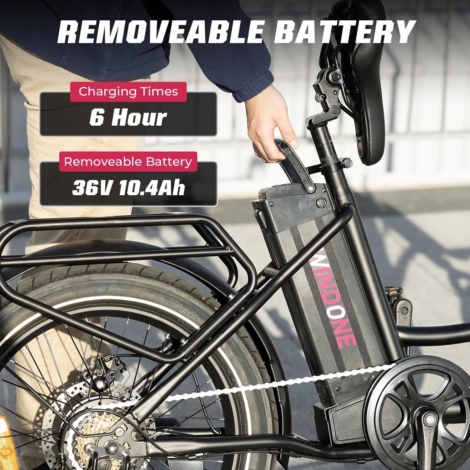 Windone E20/K2 Electric Bike for Adults, Max/28 MPH/46.6 Miles Range, 20×3/4 Tire and/750W Motor Ebike, Speed Urban Commuter Electric Bicycle, 36V10.4AH / 48V13AH Removable Battery