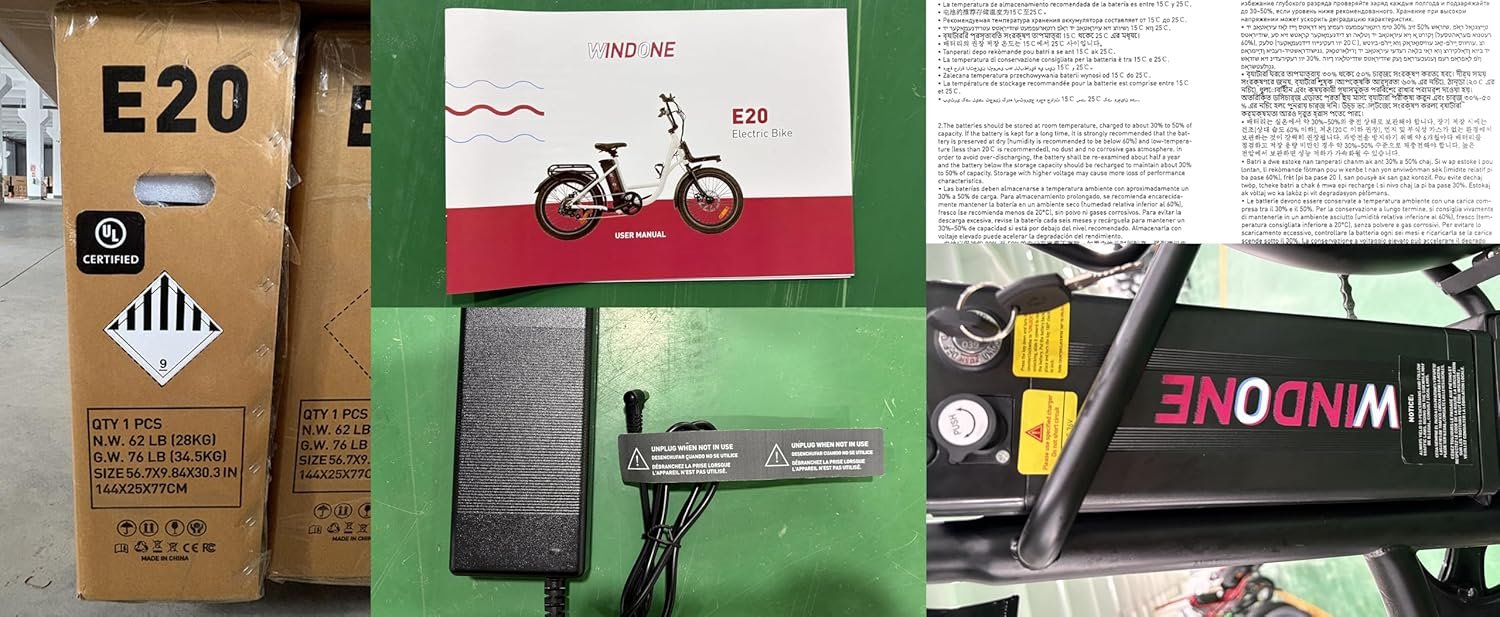 Windone E20/K2 Electric Bike for Adults, Max/28 MPH/46.6 Miles Range, 20×3/4 Tire and/750W Motor Ebike, Speed Urban Commuter Electric Bicycle, 36V10.4AH / 48V13AH Removable Battery